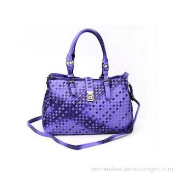Designer Woven PU Ladies Leather Shoulder Bags with Adjusta